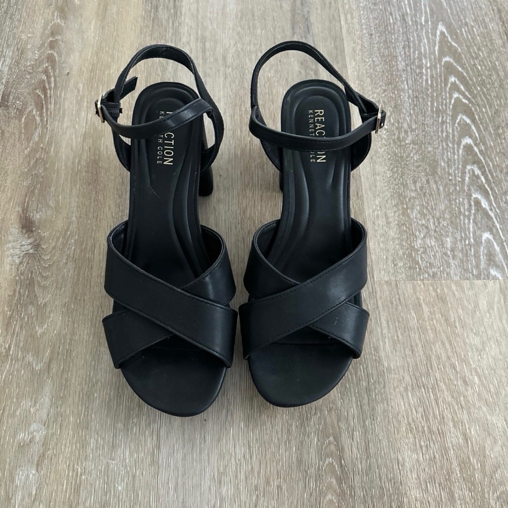 Kenneth Cole Reaction Black Strappy Heels